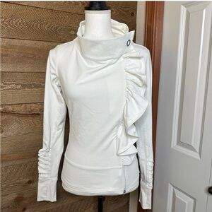Karma San Suu Athletic Jacket White Mock Neck Long Sleeve Size Medium